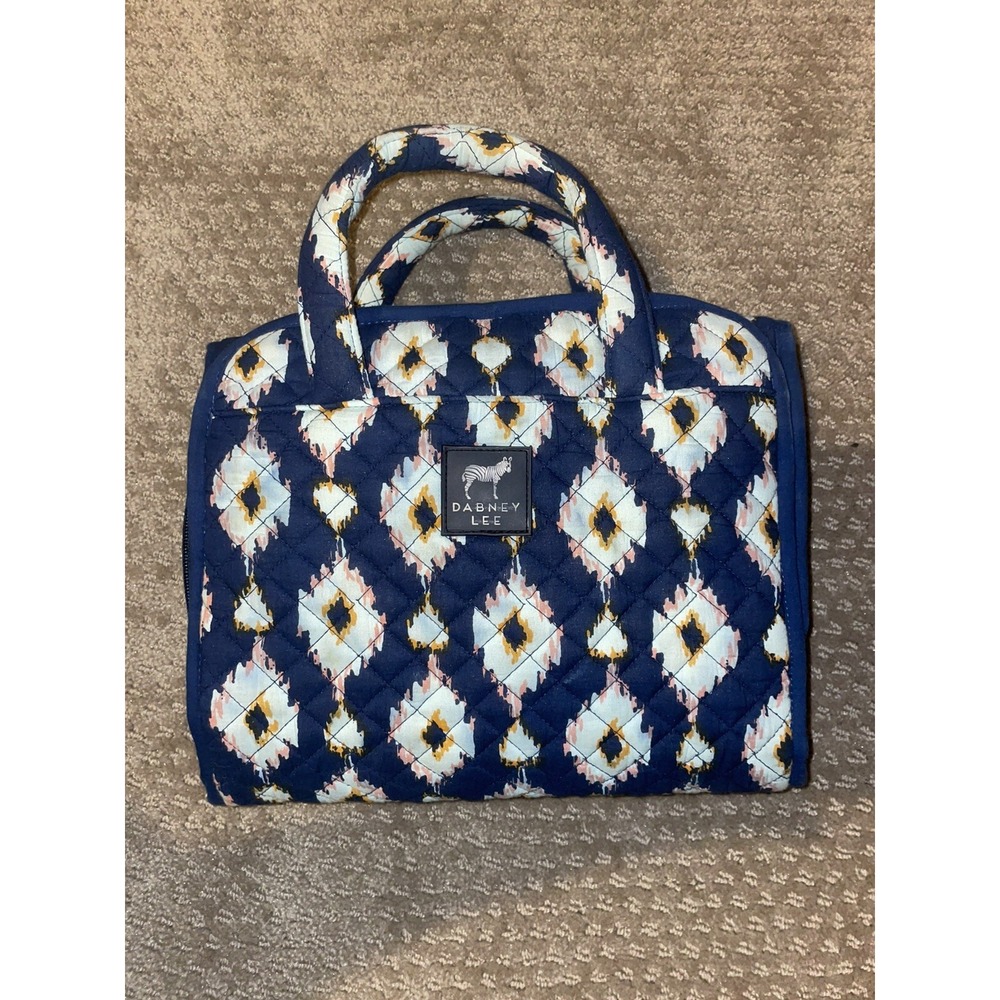 DABNEY LEE Blue Tie Dye Diamond Quilted Tolietry Hanging Travel Organizer bag